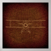 ヴィンテージ飛行機アンティーク飛行機図ヴィンテージマップ ポスター (正面)