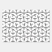 ヴィンテージ飛行機シルエットカスタム背景色 ラッピングペーパーシート (正面2)