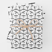 ヴィンテージ飛行機シルエットカスタム背景色 ラッピングペーパーシート (インサイチュ)