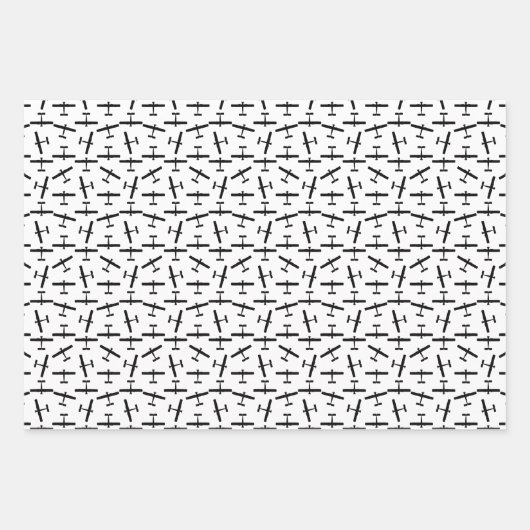 ヴィンテージ飛行機シルエットカスタム背景色 ラッピングペーパーシート (正面)