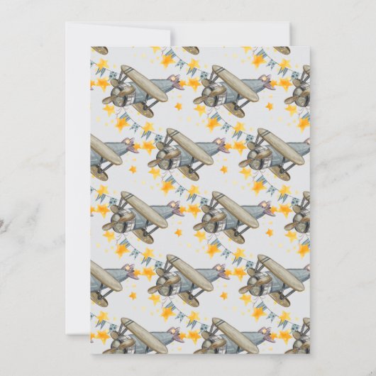 ヴィンテージ飛行機スターズボーイベビーシャワー 招待状 (裏面)