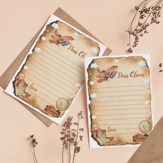 ヴィンテージ飛行機タイムカプセルノートメッセージカード サンキューカード