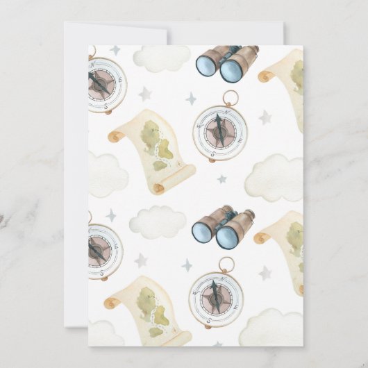 ヴィンテージ飛行機タイムフライ旅行1歳の誕生日 招待状 (裏面)