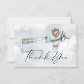 ヴィンテージ飛行機テディベアサンキューカード サンキューカード (正面)