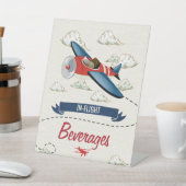 ヴィンテージ飛行機ドリンクパーティー標識 台座サイン (インサイチュ)