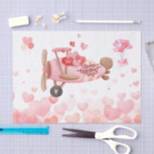 ヴィンテージ飛行機バレンタインデーのハート、バルーン 薄葉紙 (クラフト)