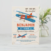 ヴィンテージ飛行機バースデーパーティ招待状 招待状 (スタンド正面)