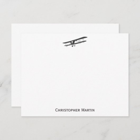 ヴィンテージ飛行機パイロットレトログレモダンー ノートカード (正面/裏面)