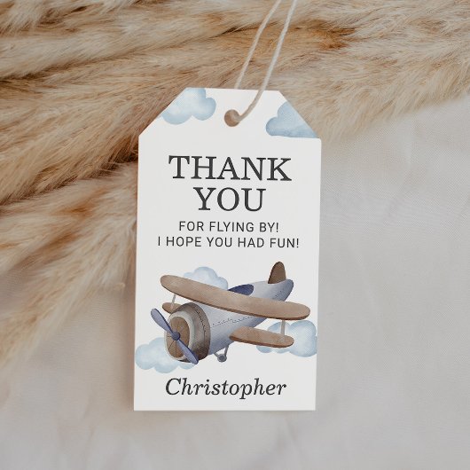 ヴィンテージ飛行機パイロット航空誕生日の好意 ギフトタグ