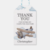 ヴィンテージ飛行機パイロット航空誕生日の好意 ギフトタグ (裏面)