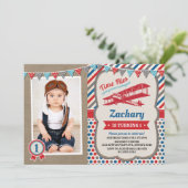 ヴィンテージ飛行機パイロット誕生会招待状 招待状 (スタンド正面)