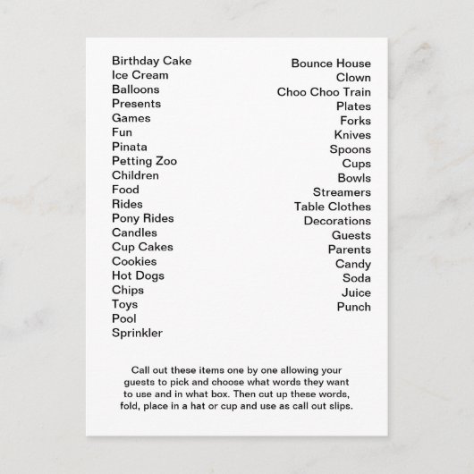 ヴィンテージ飛行機ビンゴカードコールアウトワード ポストカード (正面)