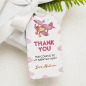 ヴィンテージ飛行機ピンクガールありがとうラベル ギフトタグ