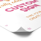 ヴィンテージ飛行機ピンクガール誕生日テーブル記号 ポスター (角)