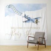 ヴィンテージ飛行機ベイビーシャワーバックドロップXL タペストリー (インサイチュ(横))