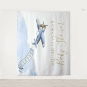 ヴィンテージ飛行機ベイビーシャワーバックドロップXL タペストリー (正面)