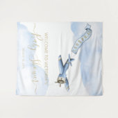 ヴィンテージ飛行機ベイビーシャワー背景 タペストリー (正面(横))