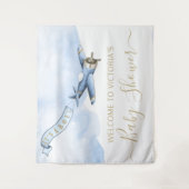 ヴィンテージ飛行機ベビーシャワーの背景 タペストリー (正面)