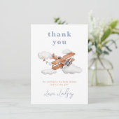 ヴィンテージ飛行機ベビーシャワーサンキューカード サンキューカード (スタンド正面)