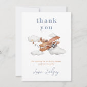 ヴィンテージ飛行機ベビーシャワーサンキューカード サンキューカード (正面)