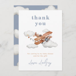 ヴィンテージ飛行機ベビーシャワーサンキューカード サンキューカード