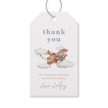 ヴィンテージ飛行機ベビーシャワーメッセージカード