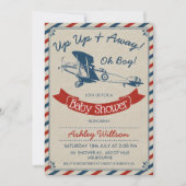 ヴィンテージ飛行機ベビーシャワー招待状 招待状 (正面)