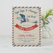 ヴィンテージ飛行機ベビーシャワー招待状 招待状 (スタンド正面)