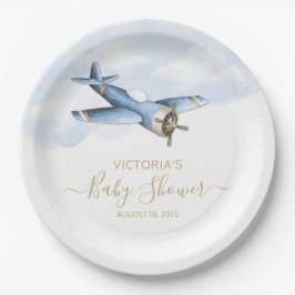 ヴィンテージ飛行機ベビーシャワー紙プレート ペーパープレート