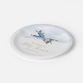 ヴィンテージ飛行機ベビーシャワー紙プレート ペーパープレート (アングル)
