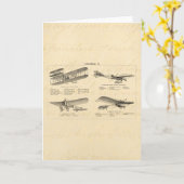 ヴィンテージ飛行機レトロ旧二面アンティーク飛行機 カード (黄色い花)