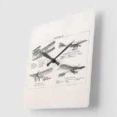 ヴィンテージ飛行機レトロ旧二面アンティーク飛行機 スクエア壁時計 (傾斜)