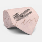 ヴィンテージ飛行機レトロ旧二面飛行機ピンク ネクタイ (ロール)