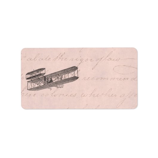 ヴィンテージ飛行機レトロ旧二面飛行機ピンク ラベル (正面)