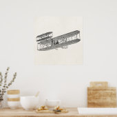 ヴィンテージ飛行機レトロ旧二面飛行機二面機 ポスター (キッチン)