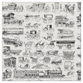 ヴィンテージ飛行機列車と自動車パターン ファブリック (クローズアップ)