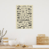 ヴィンテージ飛行機列車・自動車 ポスター (キッチン)