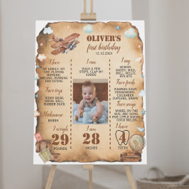 ヴィンテージ飛行機初誕生日マイルストーン記号 ポスター