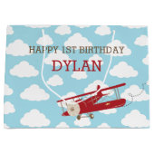 ヴィンテージ飛行機抱き枕 – 赤飛行機雲 ラージペーパーバッグ (正面)