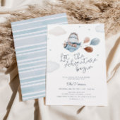 ヴィンテージ飛行機旅行アドベンチャーベビーシャワー 招待状