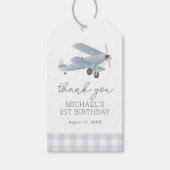 ヴィンテージ飛行機旅行ブルージンガム誕生日 ギフトタグ (正面)