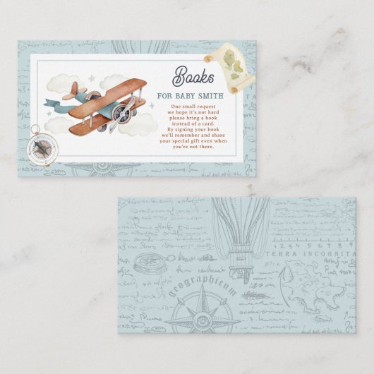 ヴィンテージ飛行機旅行ベビーシャワー予約リクエスト エンクロージャーカード (正面/裏面)