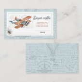 ヴィンテージ飛行機旅行赤ちゃんシャワーおむつラッフル エンクロージャーカード (正面/裏面)