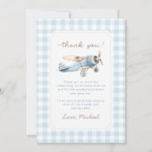 ヴィンテージ飛行機旅行1歳の誕生日 サンキューカード (正面)
