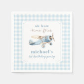 ヴィンテージ飛行機旅行1歳の誕生日 スタンダードカクテルナプキン (正面)