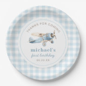 ヴィンテージ飛行機旅行1歳の誕生日 ペーパープレート (正面)