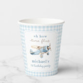 ヴィンテージ飛行機旅行1歳の誕生日 紙コップ (正面)