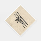 ヴィンテージ飛行機旧アンティーク飛行機イラストレーション スタンダードランチョンナプキン (角)