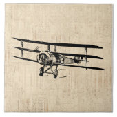 ヴィンテージ飛行機旧アンティーク飛行機イラストレーション タイル (正面)