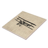 ヴィンテージ飛行機旧アンティーク飛行機イラストレーション タイル (側面)